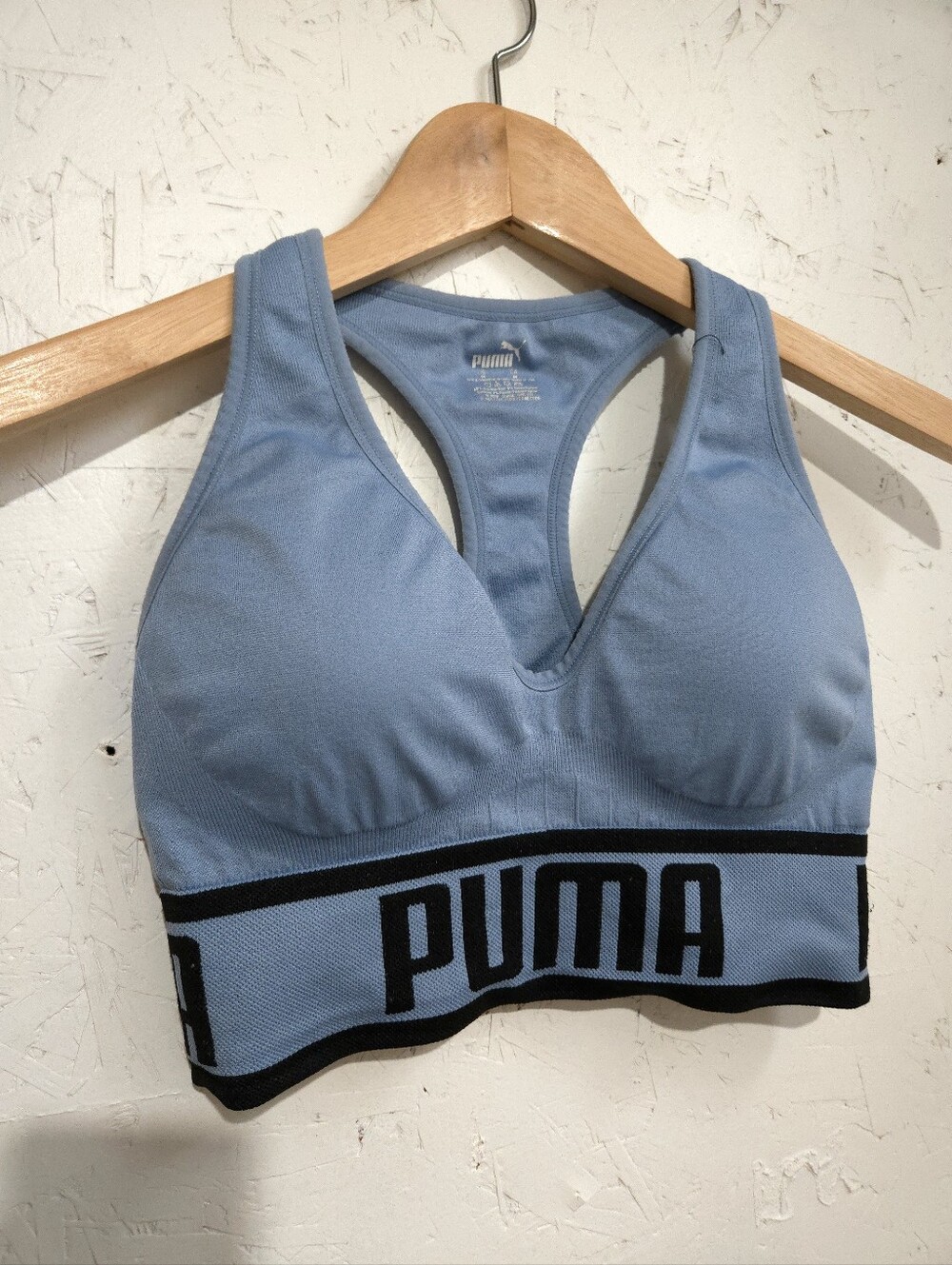 Puma Womens Blue And Black Sports Bra